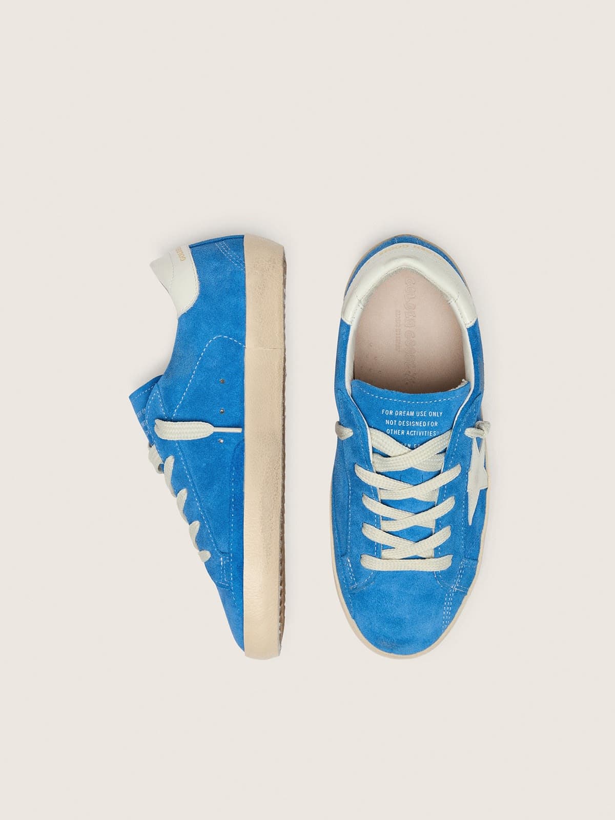 Junior Super-Star in bright blue suede with white leather star