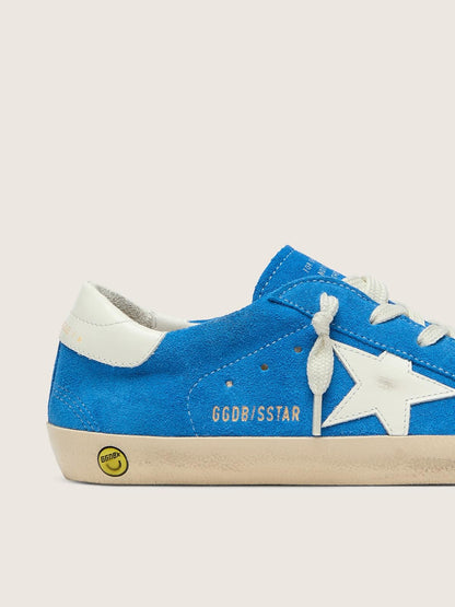 Junior Super-Star in bright blue suede with white leather star