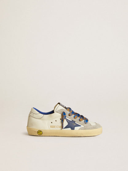 Super-Star Junior with blue leather star and ice-gray suede inserts