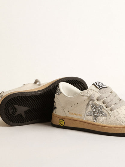Ball Star Junior in nappa with silver glitter star and heel tab