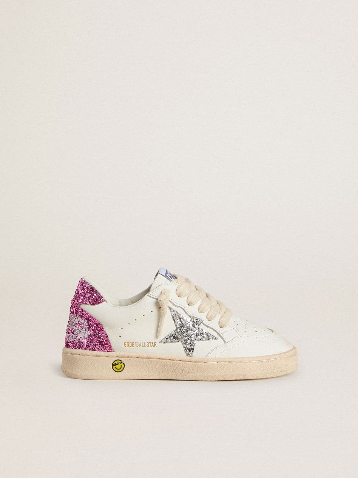 Junior Ball Star with silver glitter star and pink glitter heel tab