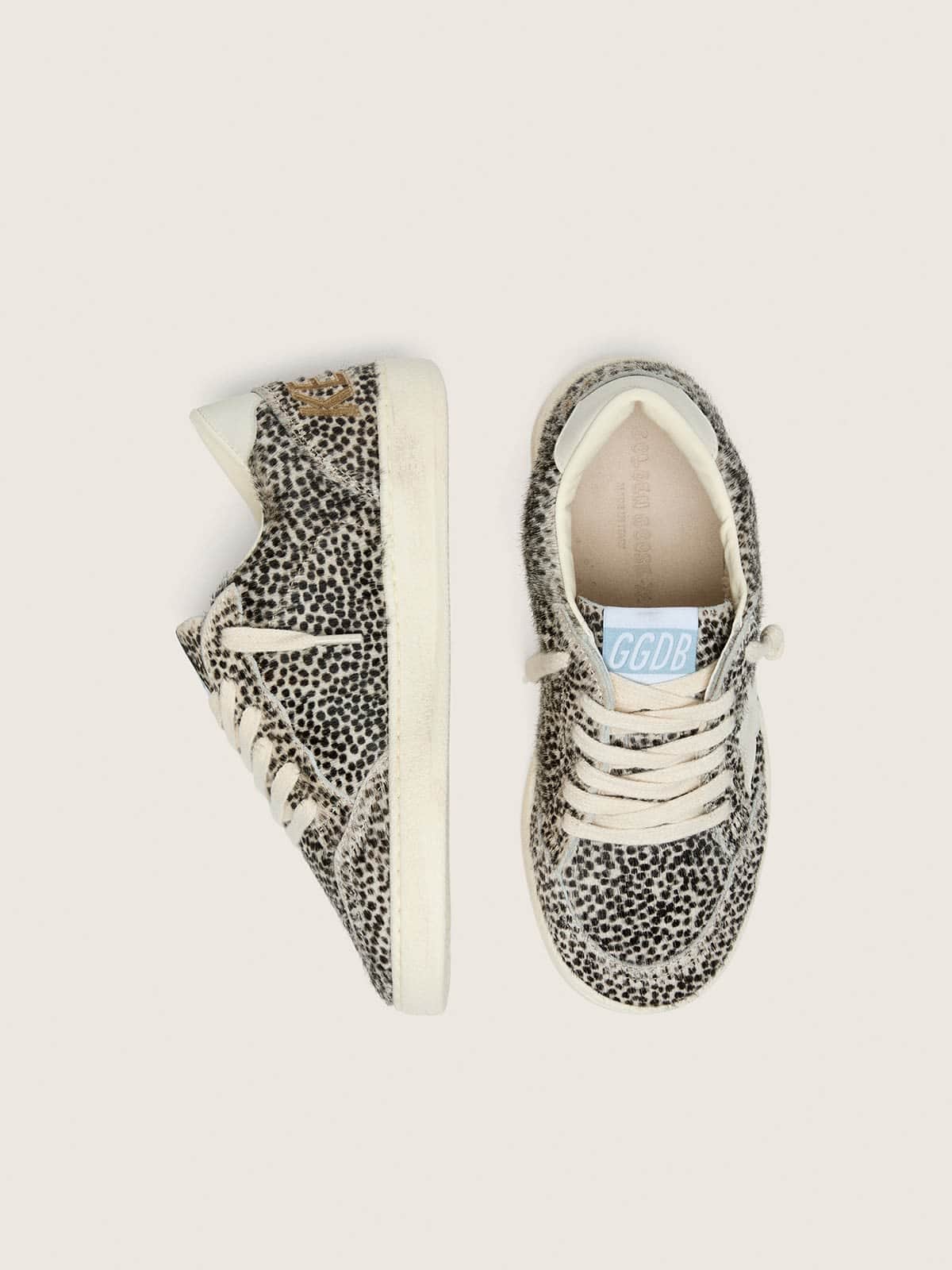 Junior Ball Star in black and white leopard pony skin with cream leather star