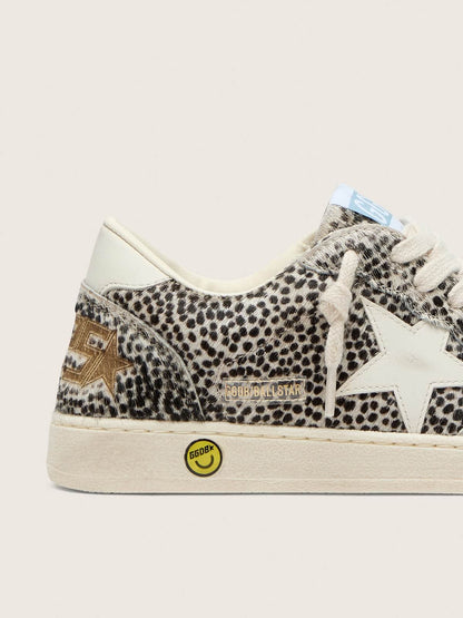 Junior Ball Star in black and white leopard pony skin with cream leather star