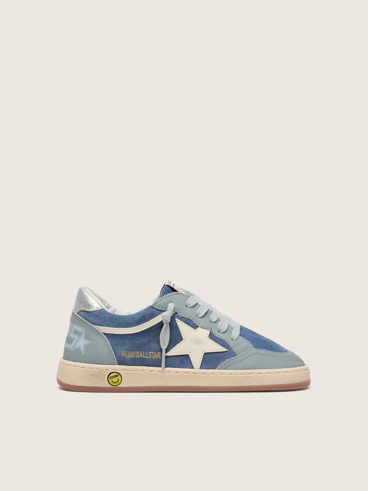 Junior Ball Star in light blue and denim-blue suede with white leather star
