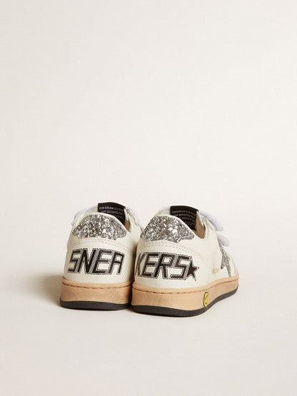 Ball Star Junior in nappa with silver glitter star and heel tab