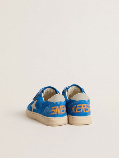 Junior Ball Star in light blue suede with gray nubuck star and heel tab