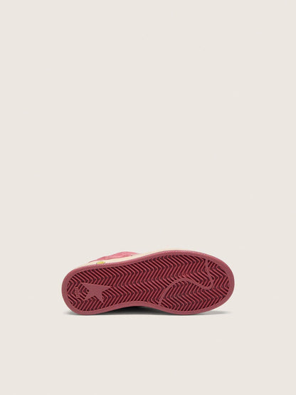 Ball Star Junior in red suede with white leather star and metallic silver heel tab