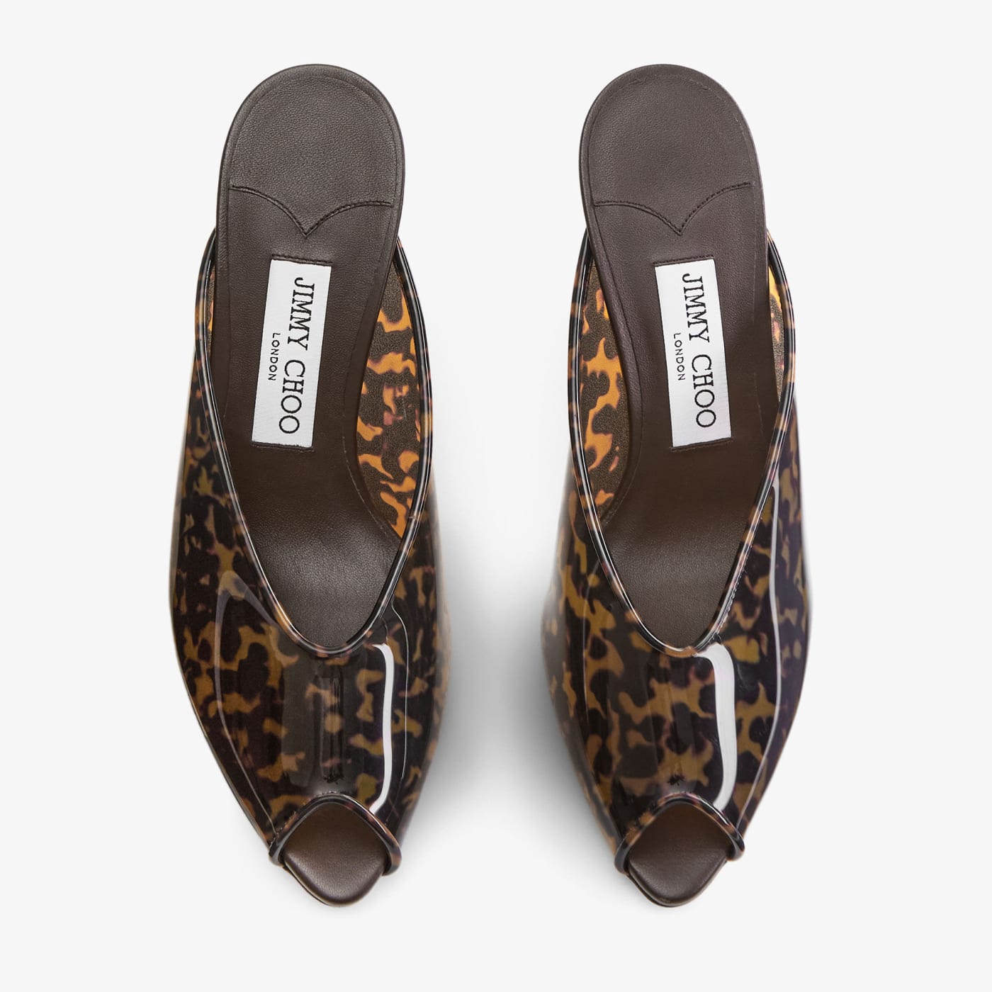 Glace Mule 80 Amber and Brown Mix Tortoiseshell TPU Sandals with Plexy Wedge