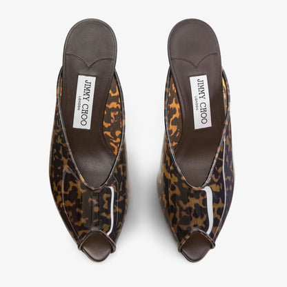 Glace Mule 80 Amber and Brown Mix Tortoiseshell TPU Sandals with Plexy Wedge