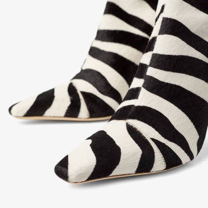 Gloria Knee High Boot 85 Natural Zebra Print Pony Leather Knee High Boots