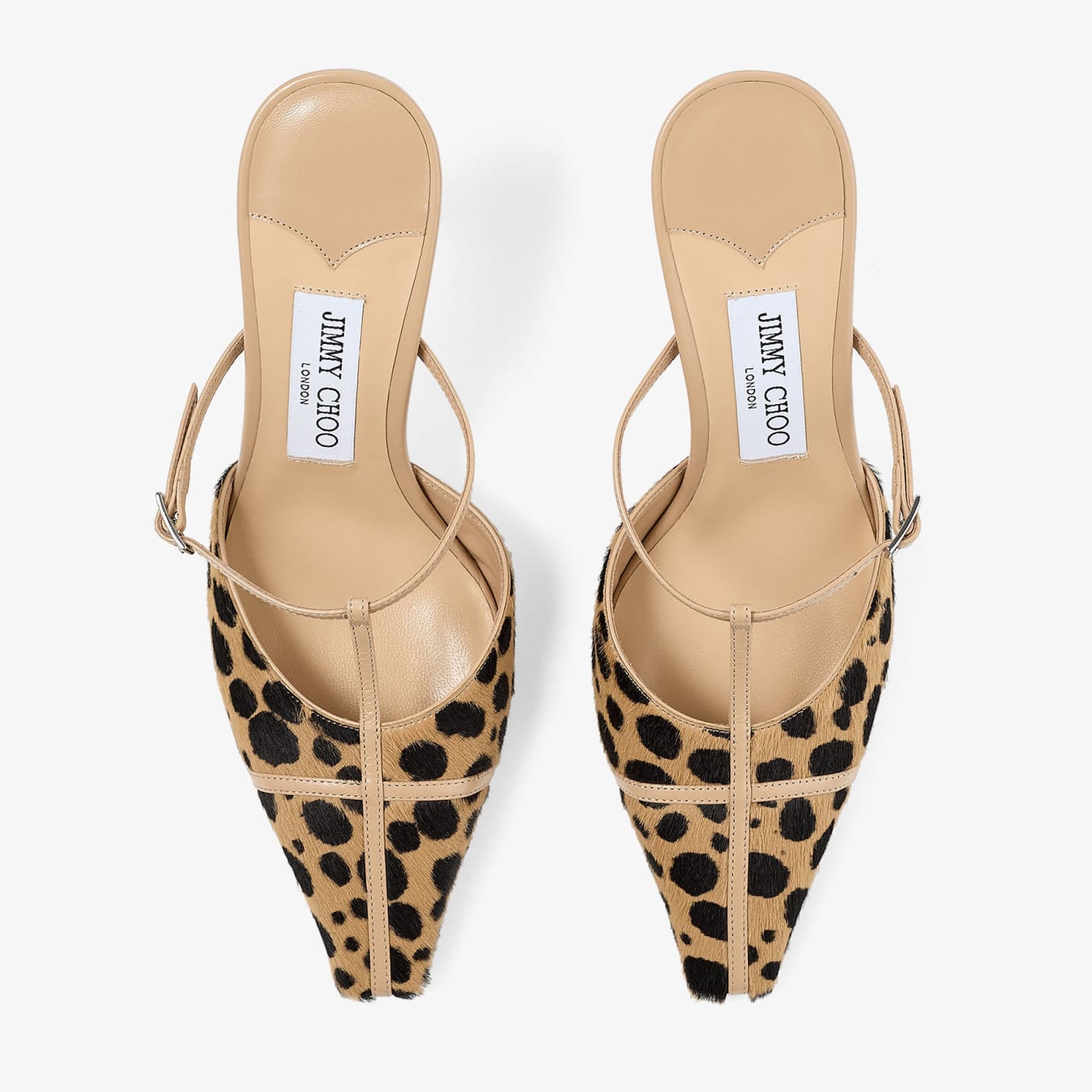 Gloria Mule 85 Natural Cheetah Print Pony Leather Mules