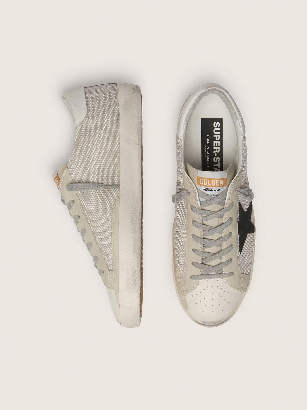 Men's Super-Star in leather with black star