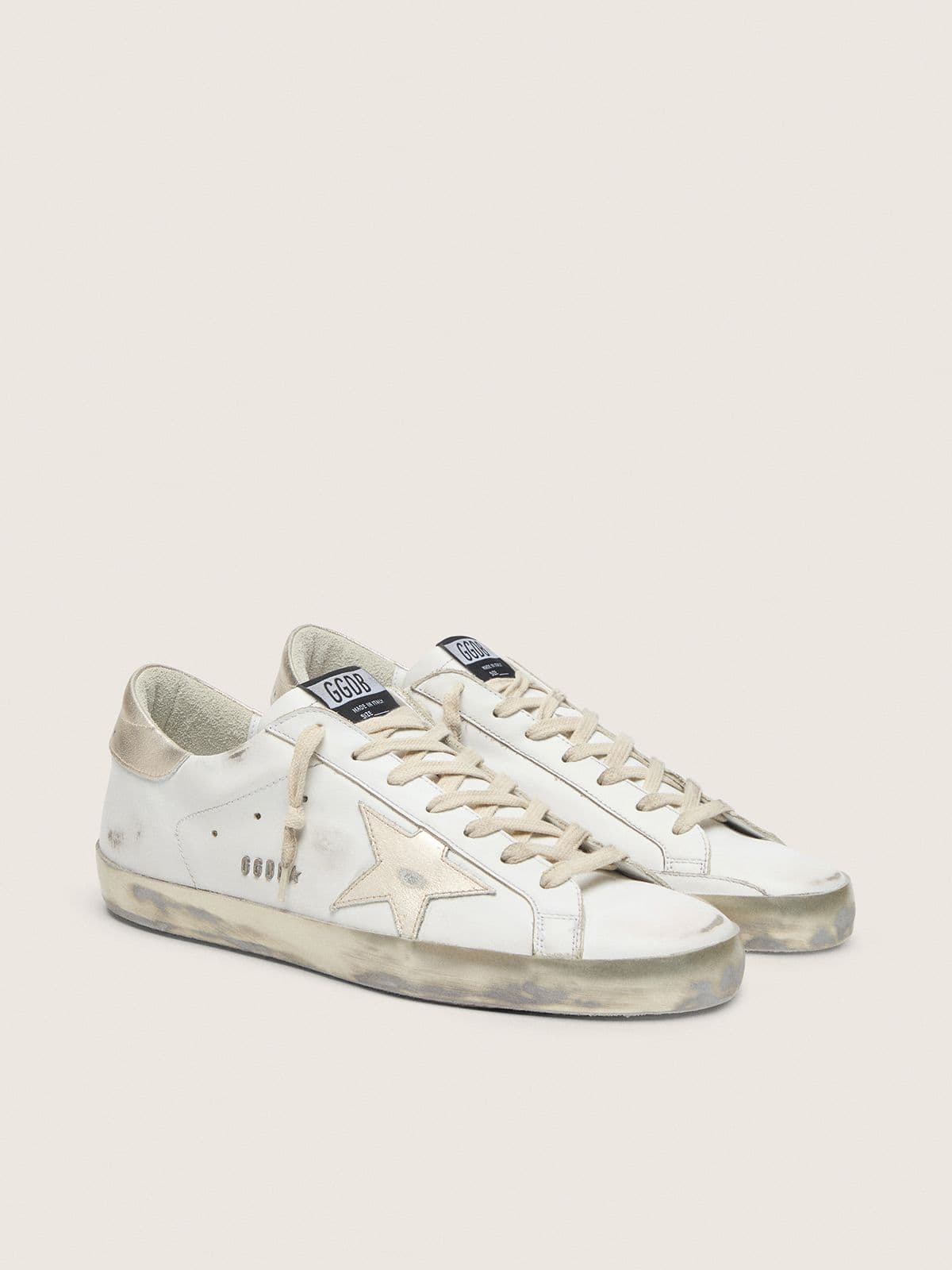 Men's Super-Star with gold sparkle foxing and lettering