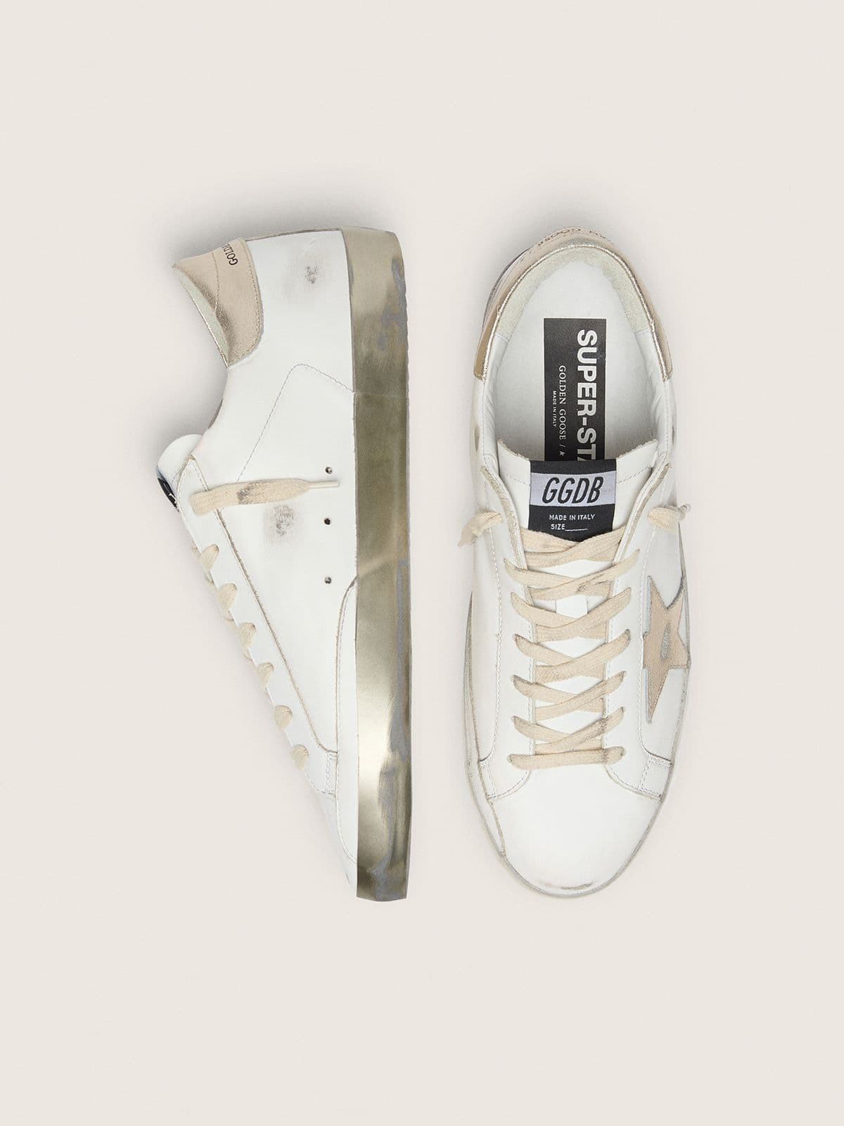 Men's Super-Star with gold sparkle foxing and lettering