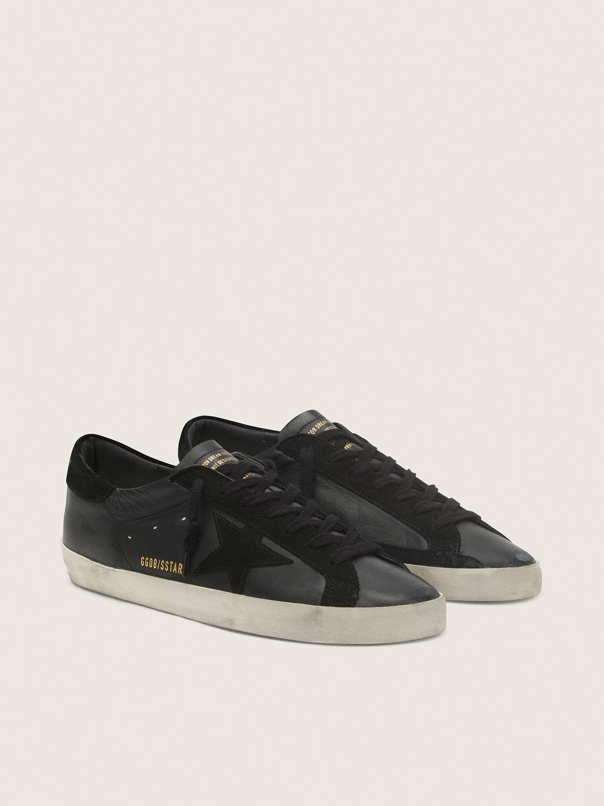 Men's Super-Star in black nappa with black suede star and heel tab