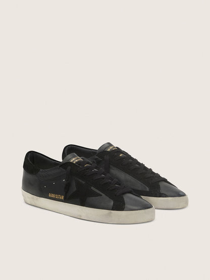 Men's Super-Star in black nappa with black suede star and heel tab