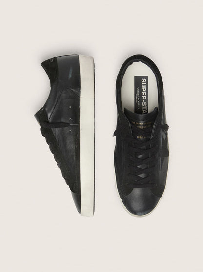 Men's Super-Star in black nappa with black suede star and heel tab