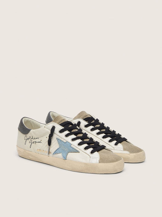 Super-Star in nappa leather with light blue suede star and gray leather heel tab