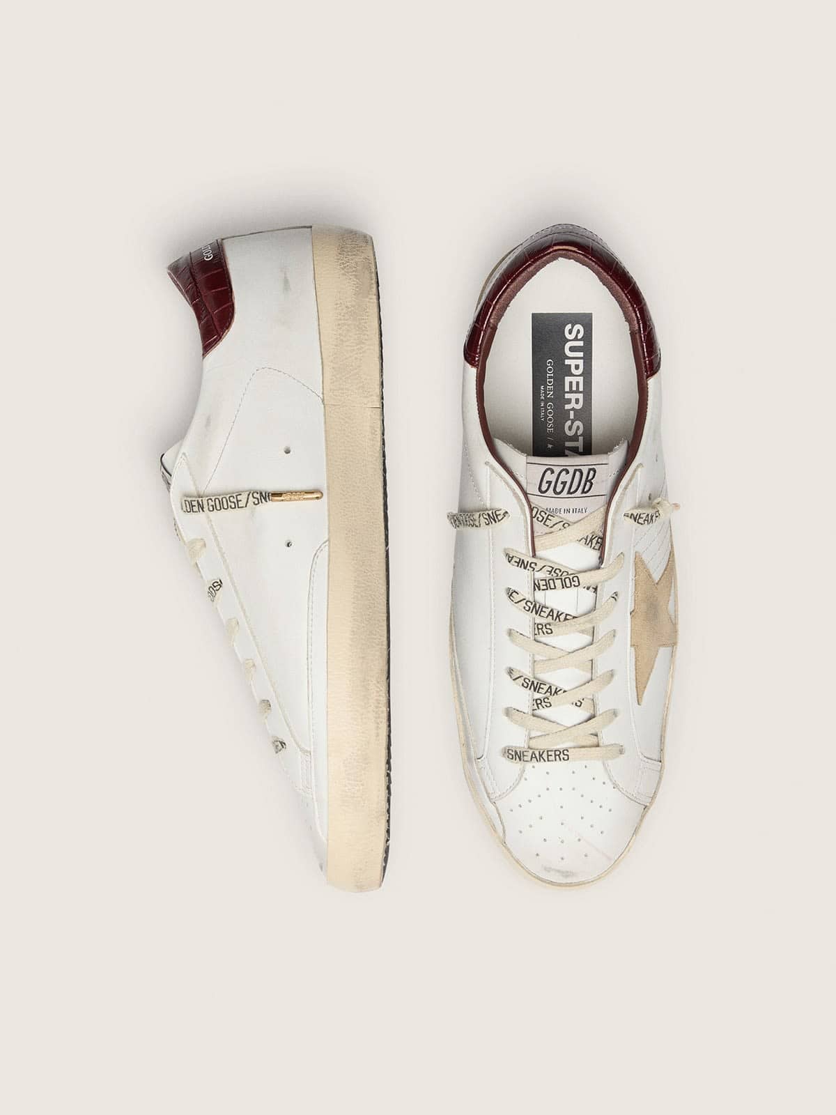 Men's Super-Star with sand suede star and red croc-print leather heel tab