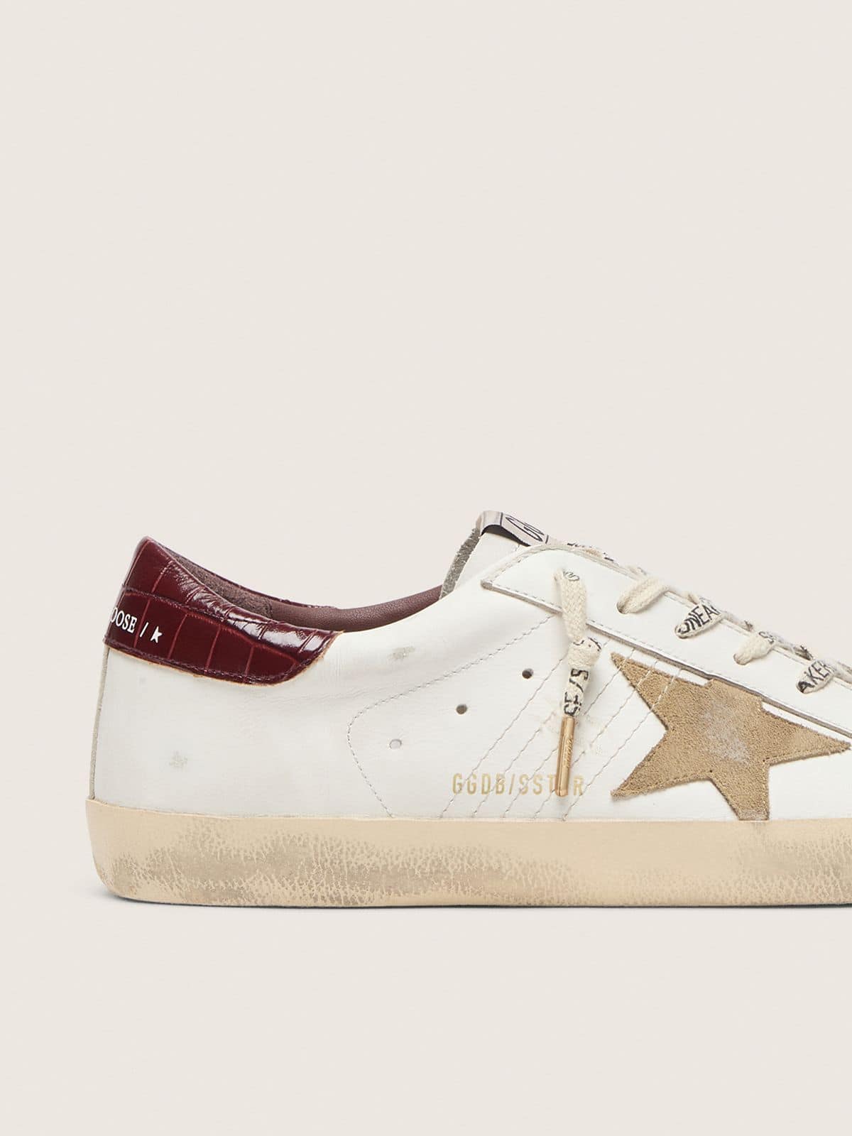 Men's Super-Star with sand suede star and red croc-print leather heel tab