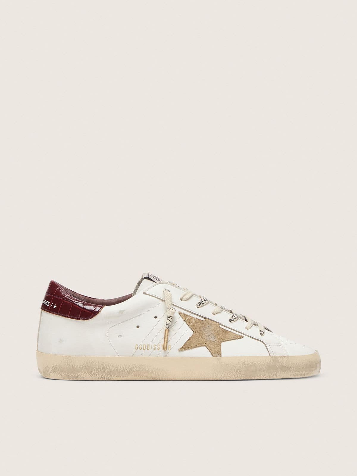 Men's Super-Star with sand suede star and red croc-print leather heel tab