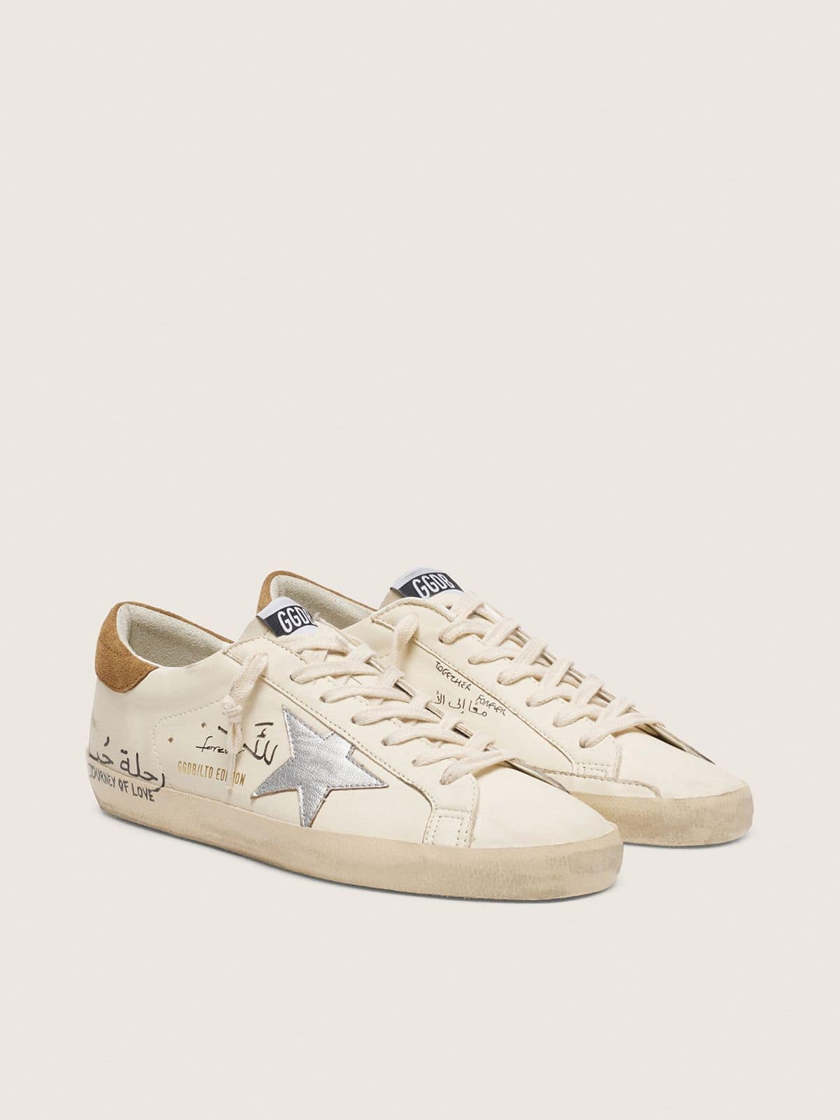Men’s Super-Star in nappa with metallic silver star and all-over lettering