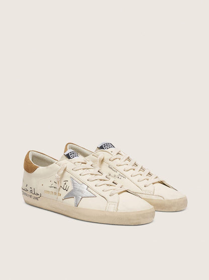 Men’s Super-Star in nappa with metallic silver star and all-over lettering