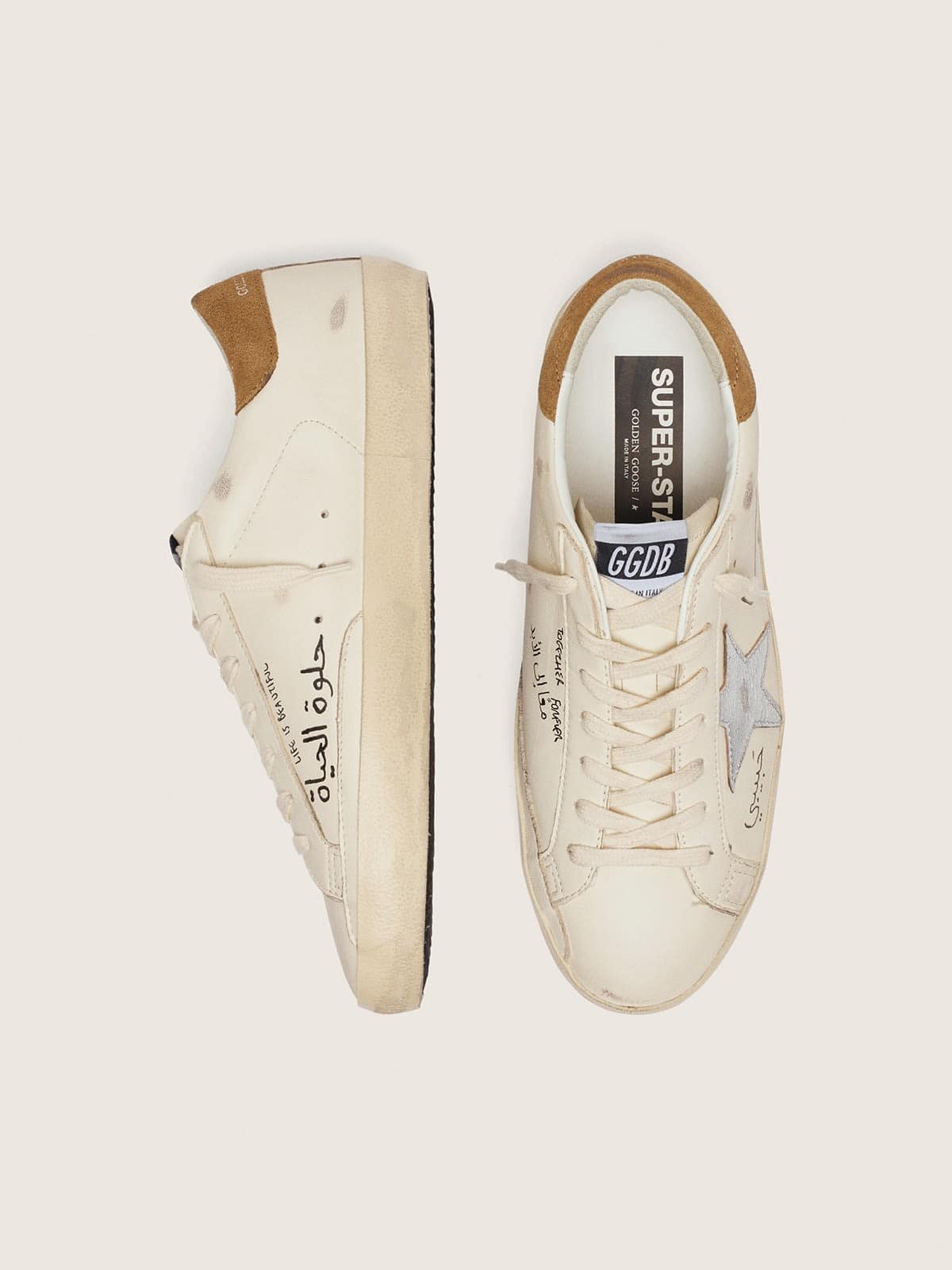Men’s Super-Star in nappa with metallic silver star and all-over lettering
