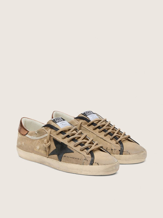 Men's Super-Star LTD in beige canvas with black leather star