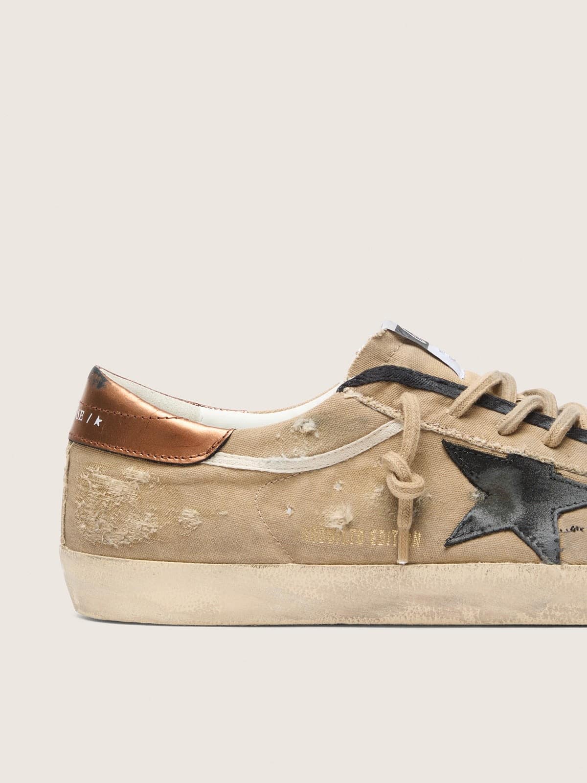 Men's Super-Star LTD in beige canvas with black leather star