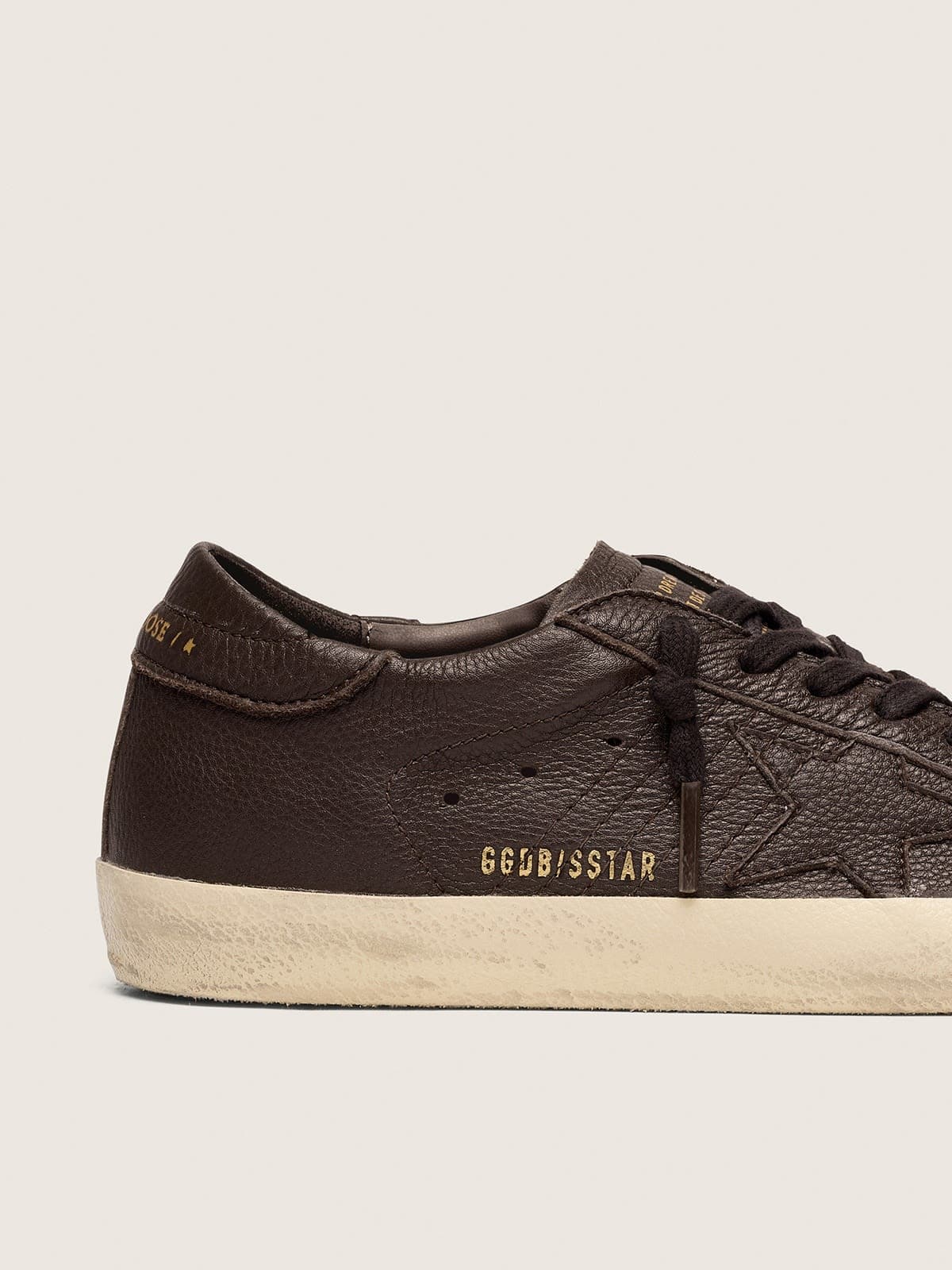 Men's Super-Star in dark brown leather with tone-on-tone leather star