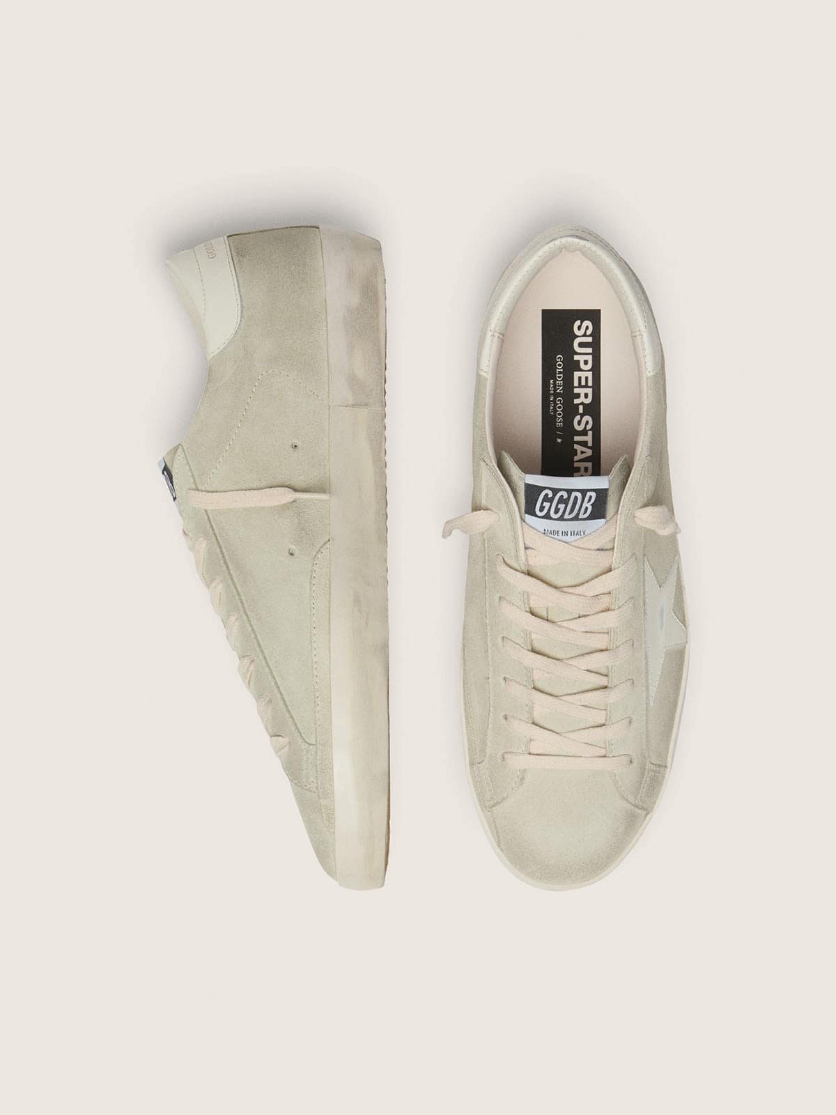 Men’s Super-Star in light gray suede with white leather star