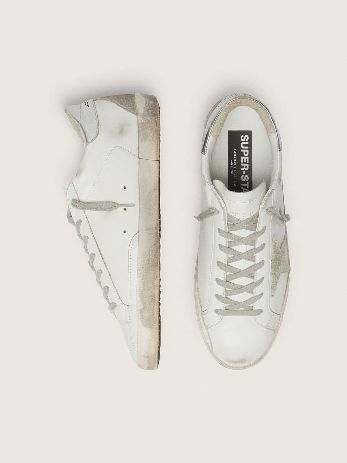 Men's Super-Star with silver heel tab and lettering