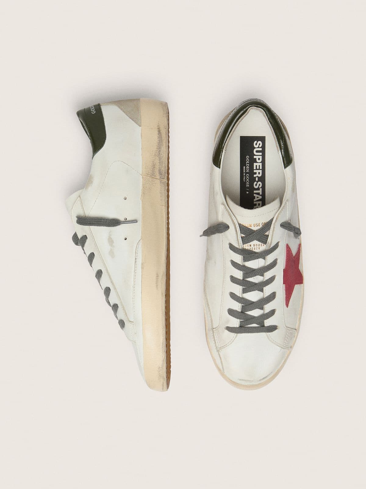 Men's Super-Star with red suede star and green leather heel tab