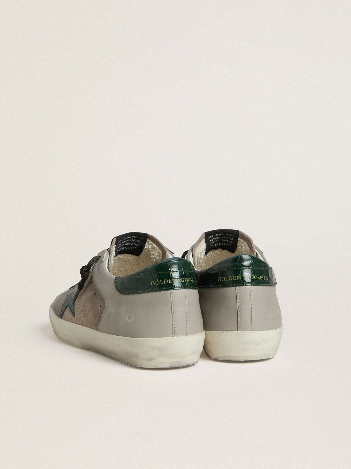 Men's Super-Star in nappa and suede with green croc-print leather star