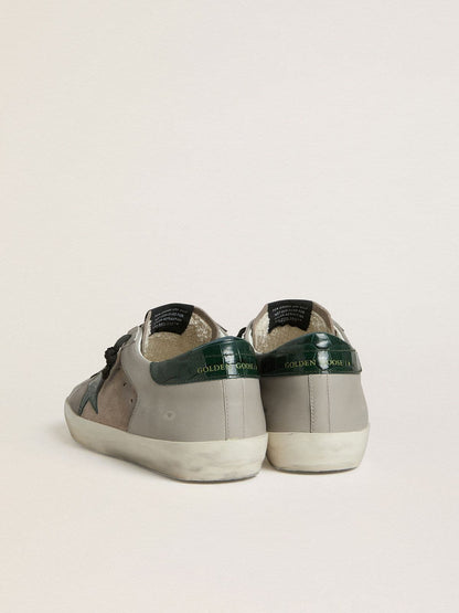 Men's Super-Star in nappa and suede with green croc-print leather star