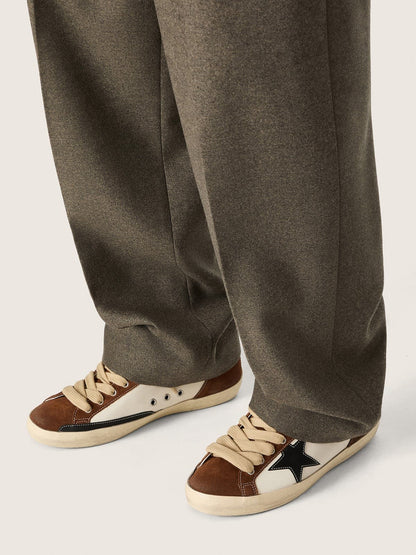 Men's Super-Star in white leather and brown suede with black leather star