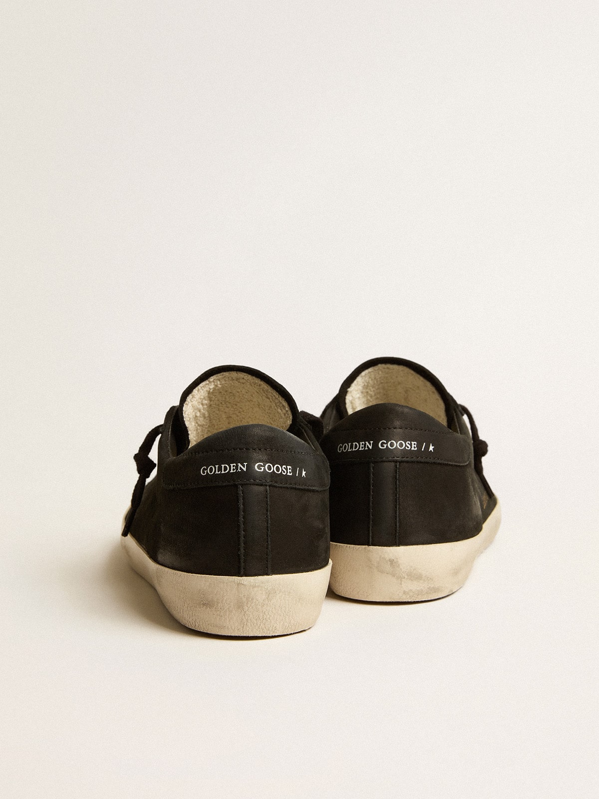 Men's Super-Star in black nubuck with perforated star and black nubuck heel tab