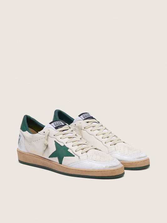 Men's Ball Star in white nappa leather with green leather star and heel tab