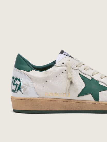 Men's Ball Star in white nappa leather with green leather star and heel tab