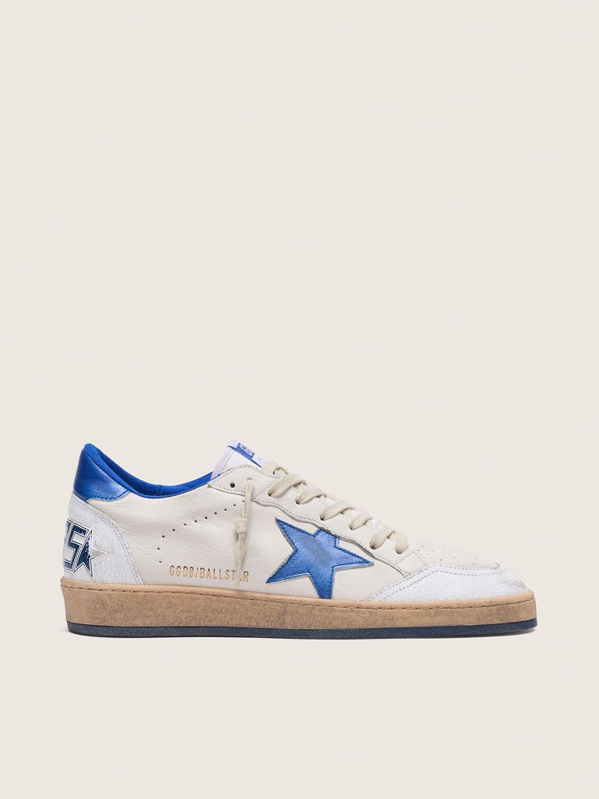 Men's Ball Star in white nappa with blue star and heel tab