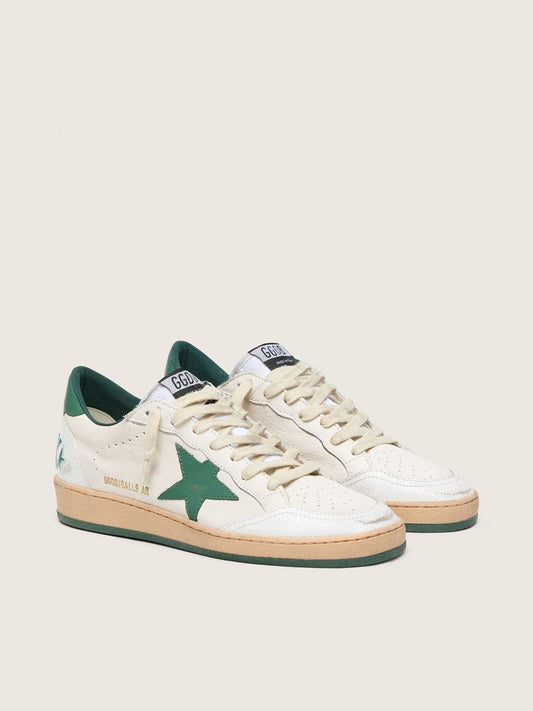Men's Ball Star Wishes in white nappa leather with green leather star and heel tab