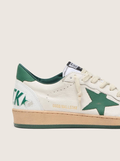 Men's Ball Star Wishes in white nappa leather with green leather star and heel tab