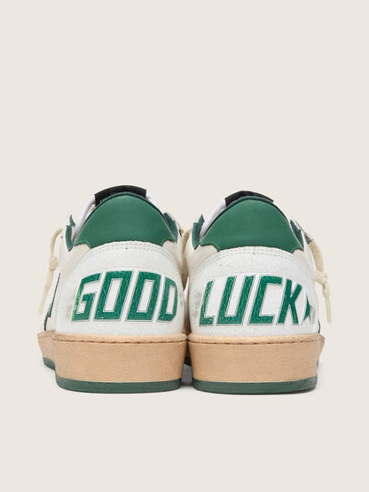 Men's Ball Star Wishes in white nappa leather with green leather star and heel tab