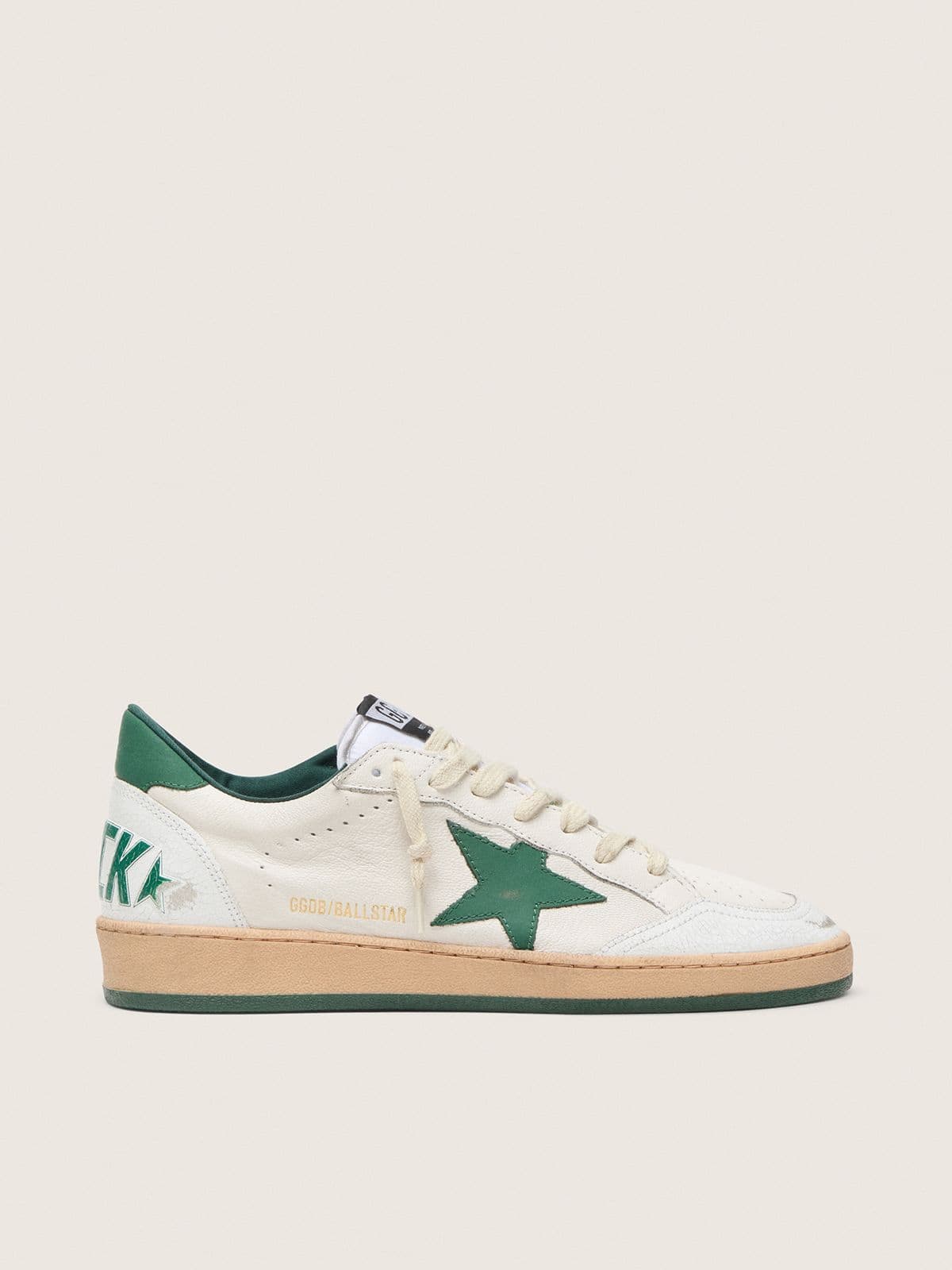 Men's Ball Star Wishes in white nappa leather with green leather star and heel tab