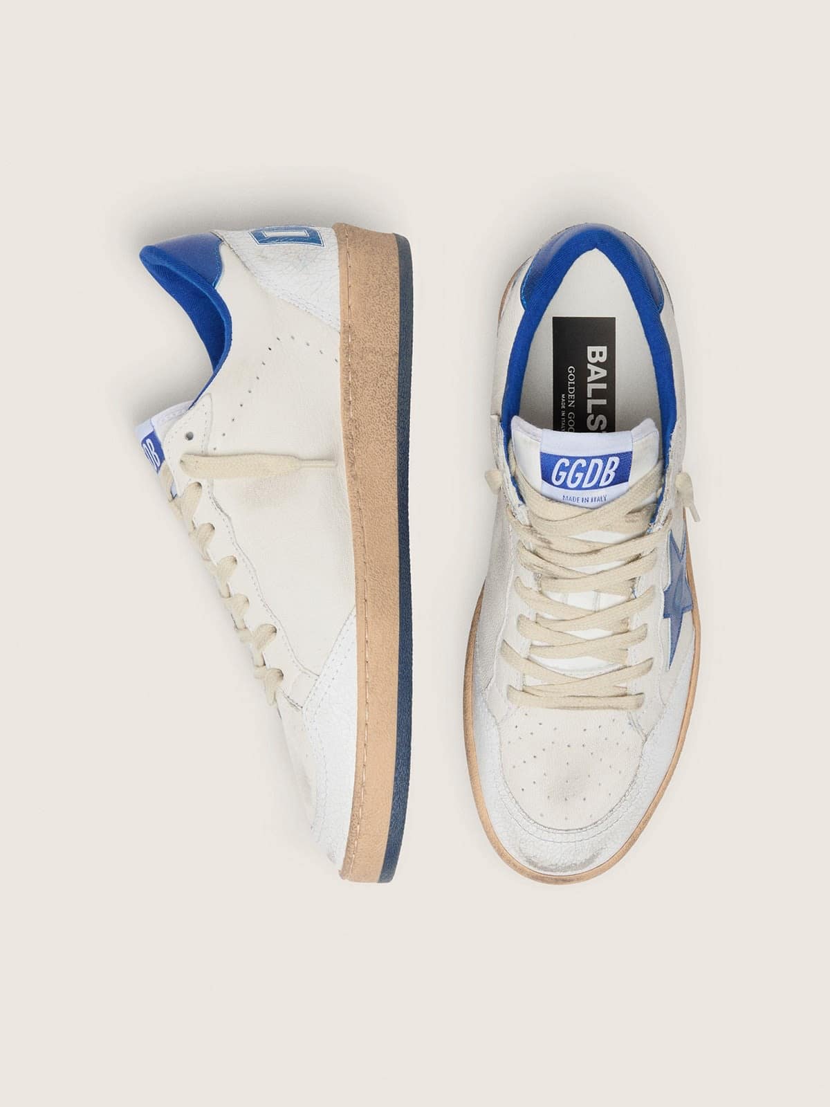 Men's Ball Star Wishes in white nappa leather with a bright blue star and heel tab