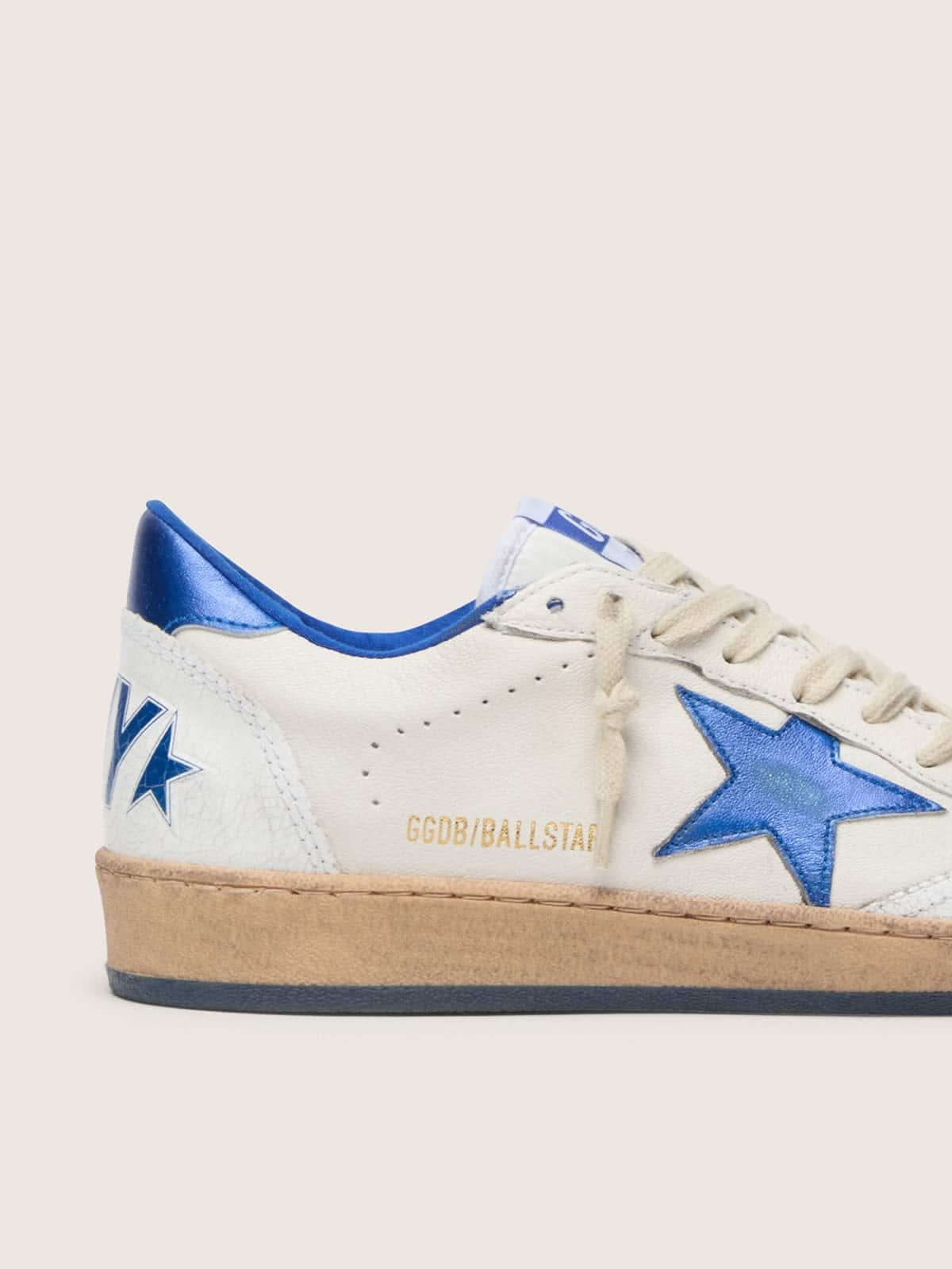 Men's Ball Star Wishes in white nappa leather with a bright blue star and heel tab