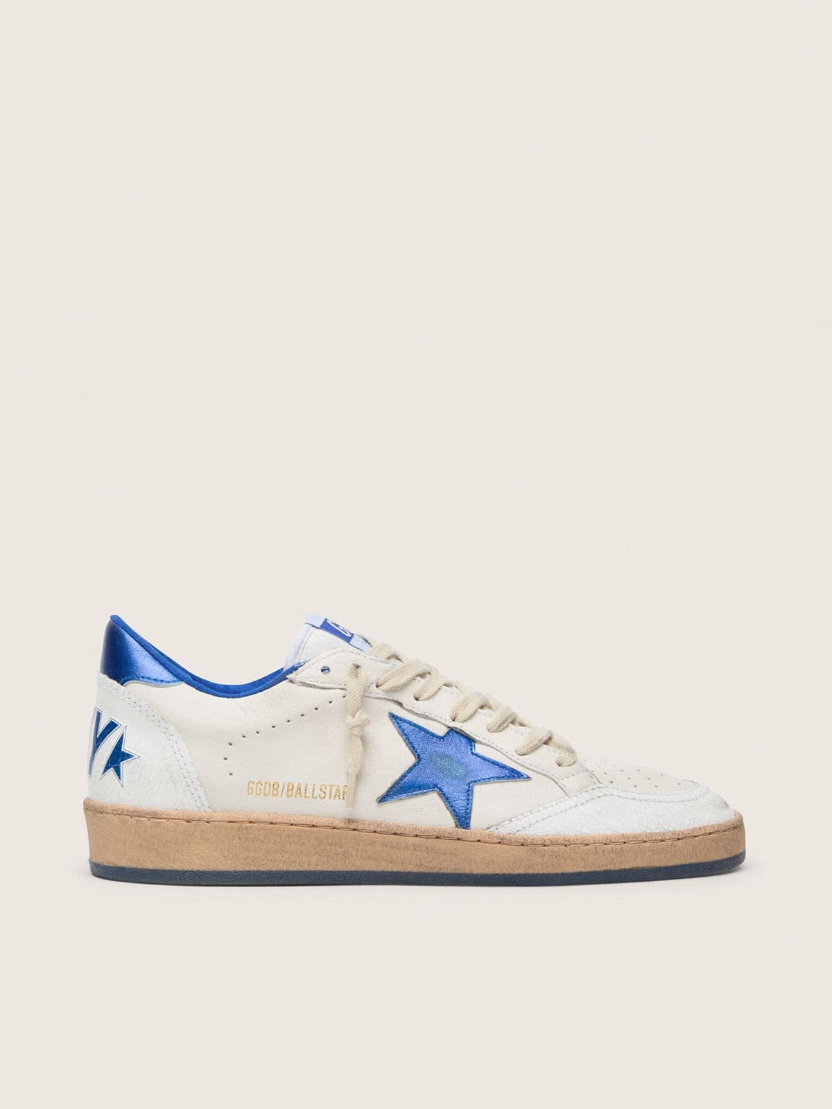 Men's Ball Star Wishes in white nappa leather with a bright blue star and heel tab