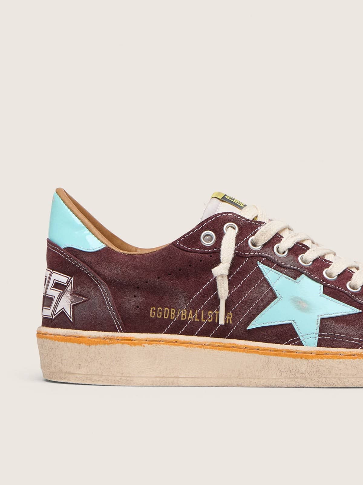 Men’s Ball Star in dark red suede with light blue star and heel tab