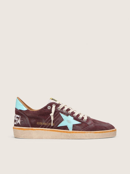 Men’s Ball Star in dark red suede with light blue star and heel tab